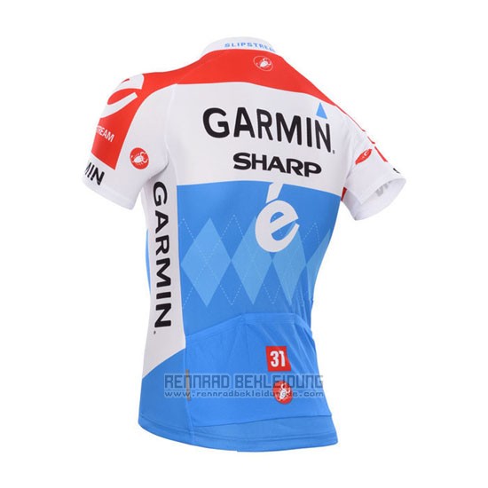 2014 Fahrradbekleidung Garmin Sharp Hellblau und Rot Trikot Kurzarm und Tragerhose - zum Schließen ins Bild klicken